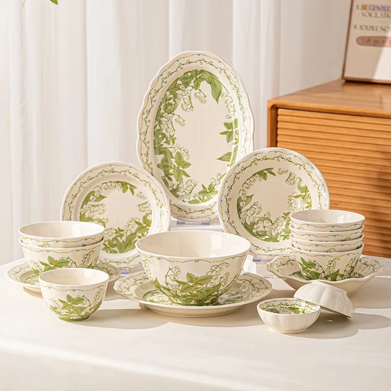 

Underglaze color ceramic tableware set bowl plate household rice bowl new plate and bowl combination fresh dish set