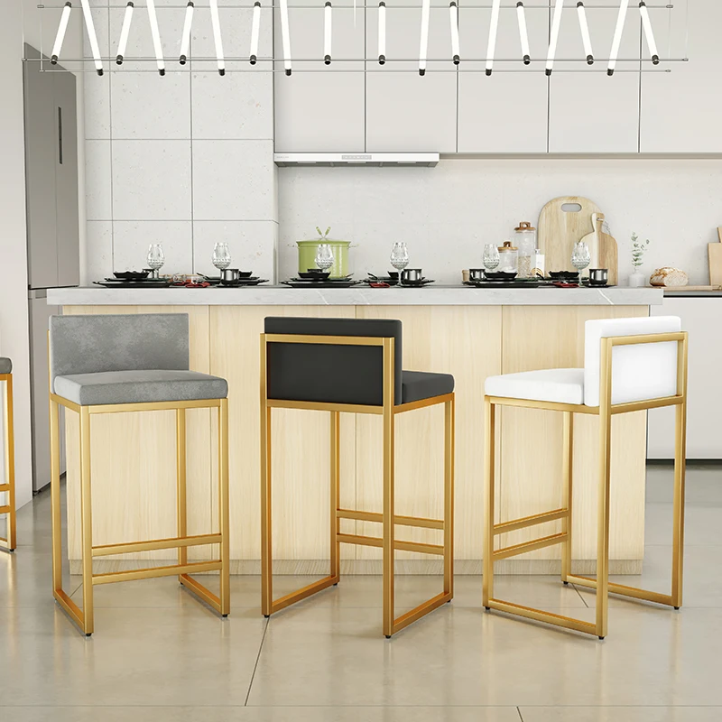Chaises de bar en cuir pour restaurant, modernes, en métal, confortables, relaxantes, hauteur de bar de cuisine, chaises de bar douces, esthétiques, sillas, meubles de maison