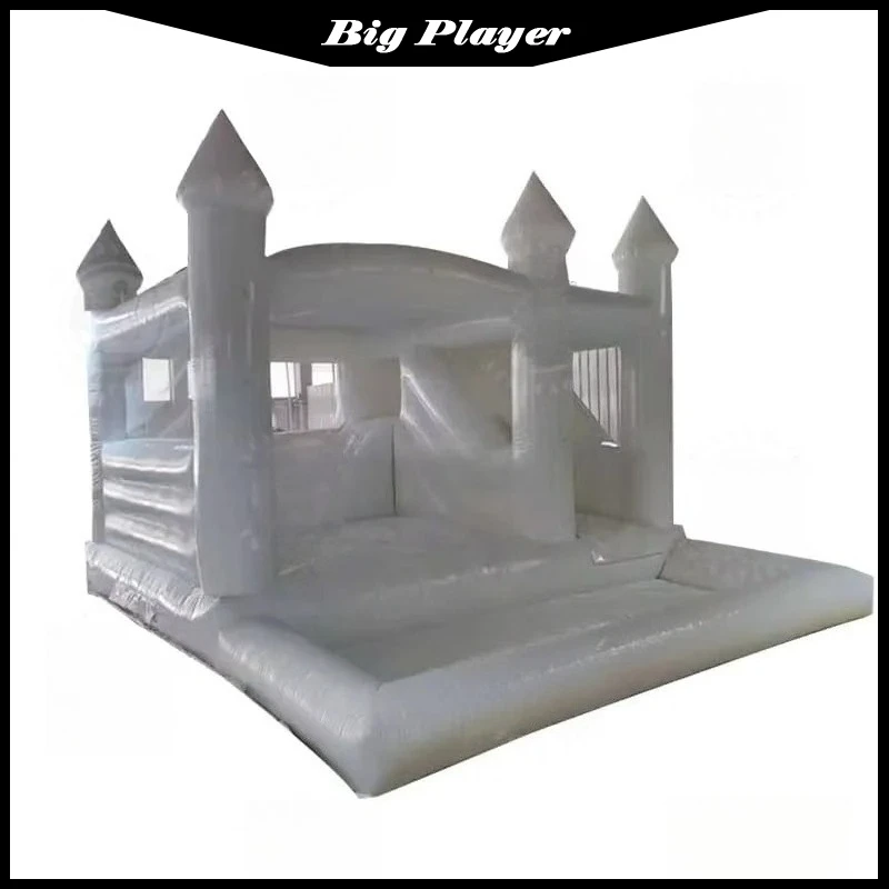 

New White Bounce House For Kids And Adults, Slide And Ball Pit, Outdoor PVC Jumping Bed, Inflatable Castle