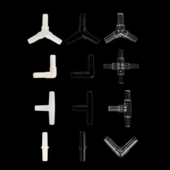물고기 탱크 산소화 액세서리 4mm 호스 티 스트레이트 팔꿈치 Y 자형 3 방향 공기 파이프 어댑터 수족관 물 튜브 조인트 20/100Pcs