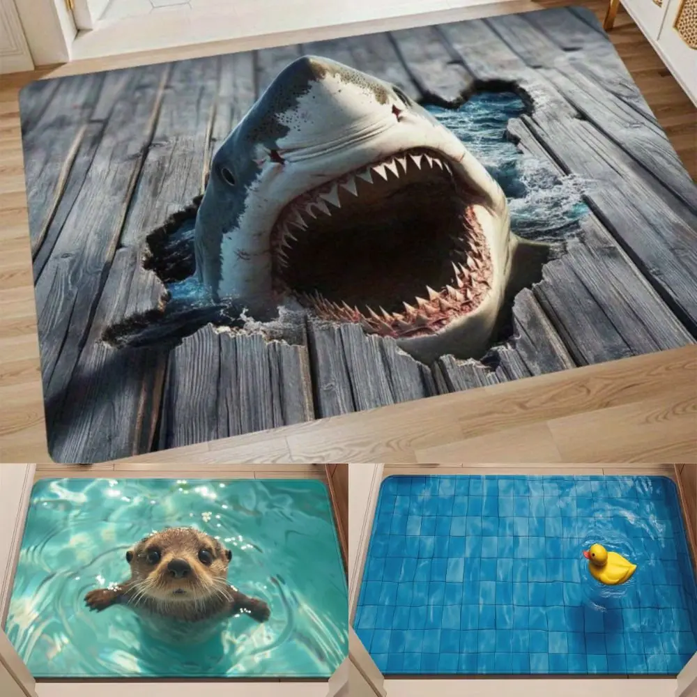 3D Flat Optical Illusion Doormat Water-absorbing Abrasion-resistant Bathroom Carpet Non-slip Durable Bedroom Door Rug Home Decor