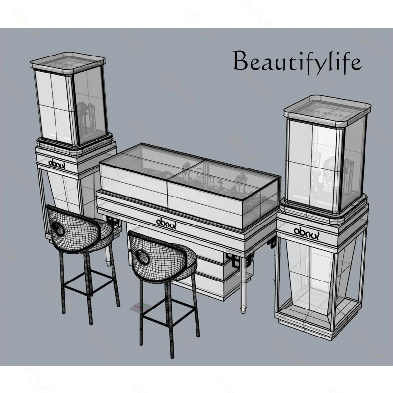

Custom. locking glass jewelry display velvet jewelry display props metal frame wooden table top cabinet mall kiosk shelf