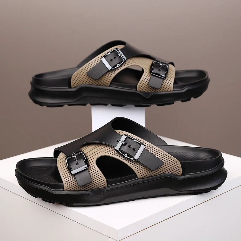 Adjustable Thong Sandals Cross-Border Birkie Slippers Comfortable Breathable PU Leather Unisex Slippers with Strap