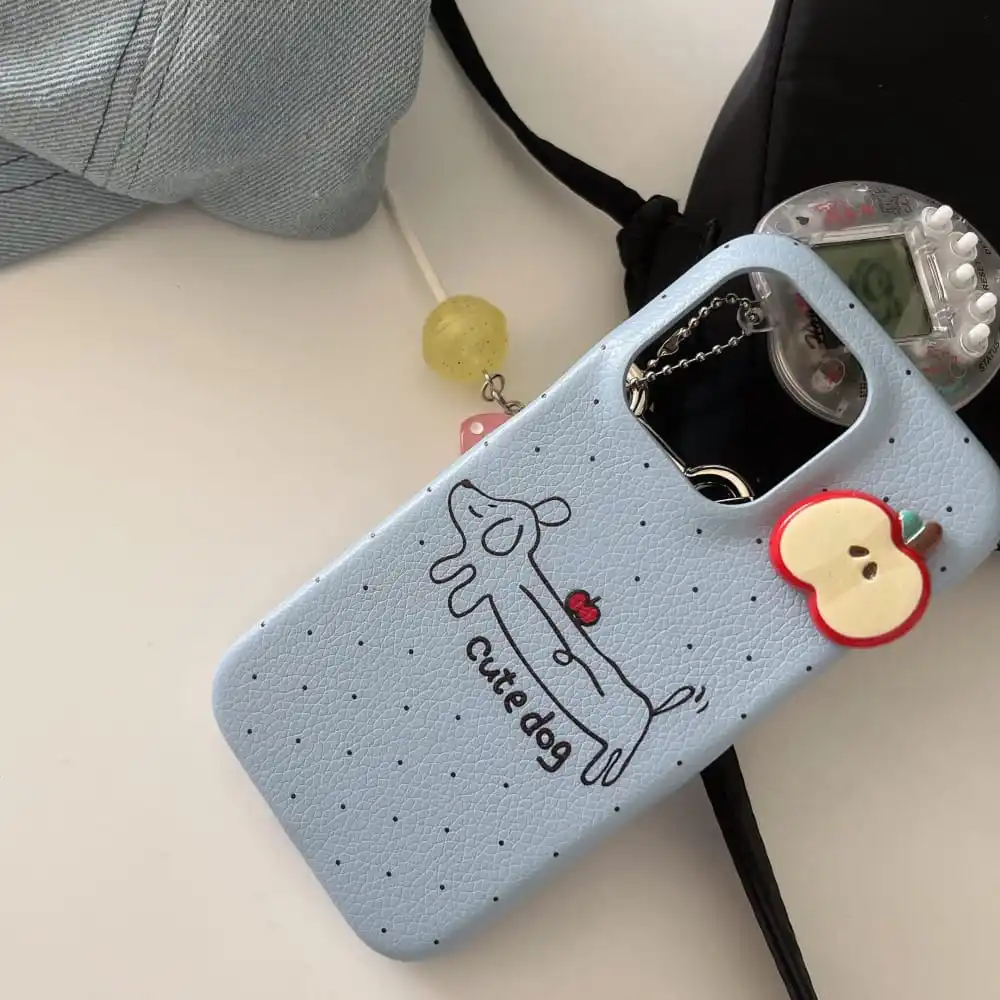 جراب هاتف جرو جلدي ناعم لـ iPhone ، حيوانات كرتونية لطيفة ، غطاء واقي ضد السقوط ، تخفيضات كبيرة ، جميل ، 12 ، 13 ، 14 ، 15 Pro Max