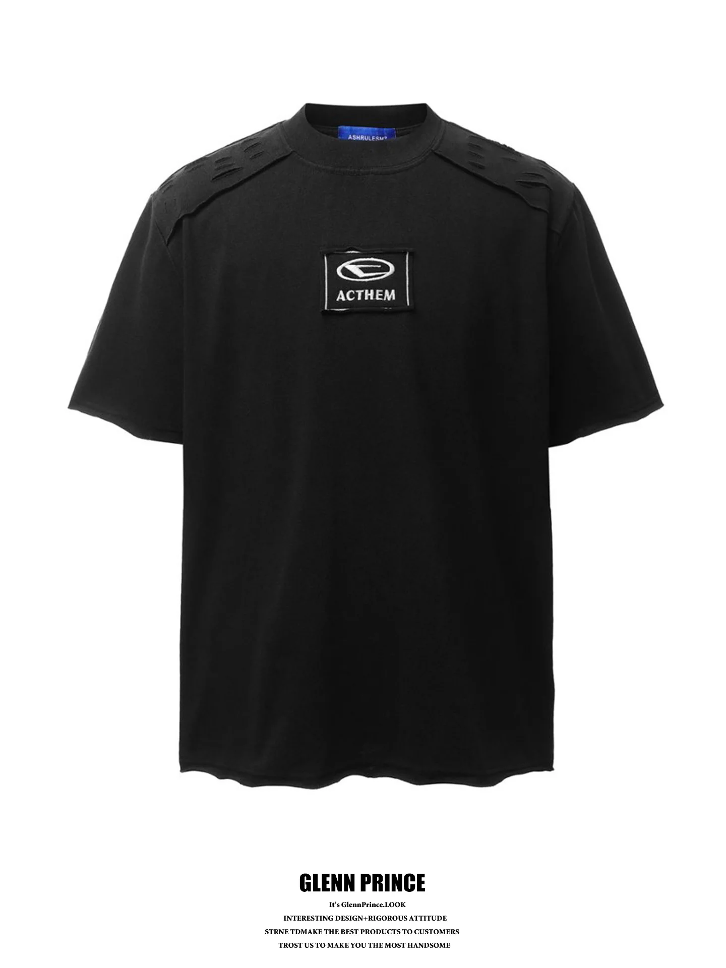 

GPstudio American High Street 350G Heavyweight Patchwork Short Sleeve T-Shirt Men Summer New Loose Half Sleeve Tee