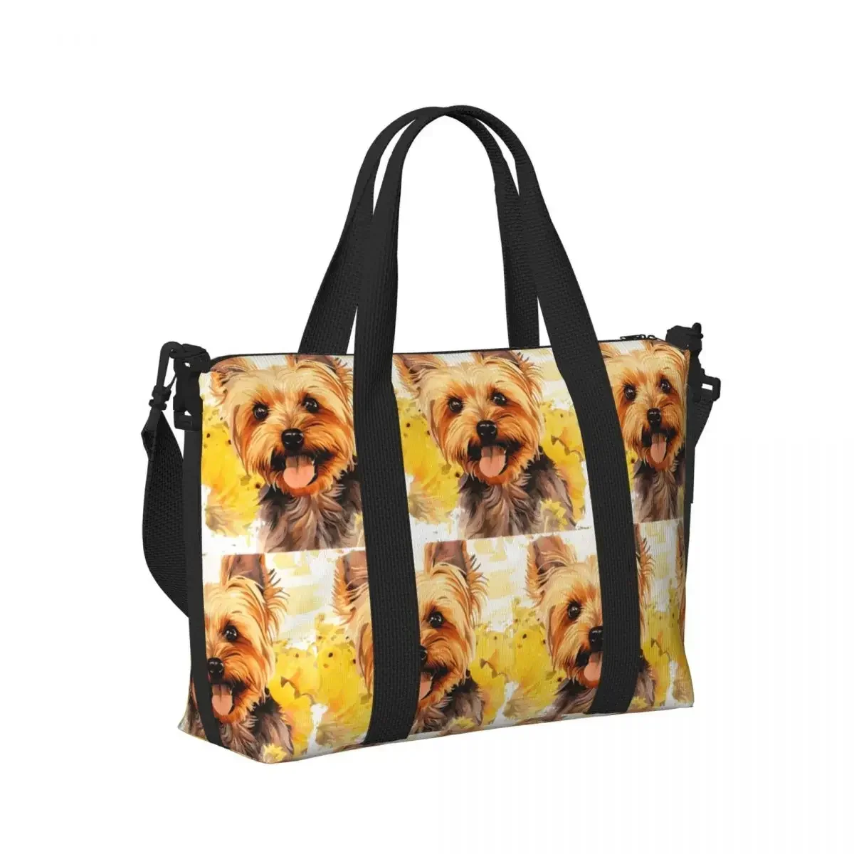 Watercolor Yorkshire Yorkie Dog Beach Travel Bag Large Capacity Tote Bags for Gym Yoga Women Shopping Duffle Shoulder Bag