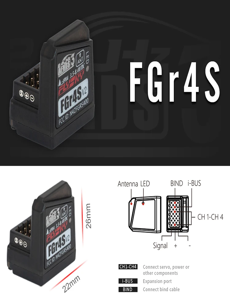 Flysky FGR4S V2 Receiver AFHDS 3 Built-in Single-Antenna Bidirectional PWM /PPM / IBUS Output Receiver for NB4 PL18 Transmitter