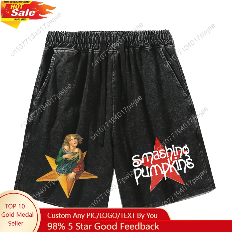 

The Smashing Pumpkins Band Mans Womans Teenager Retro Short Pants Vintage Cotton Elastic Soft Beach Shorts Customized Pants