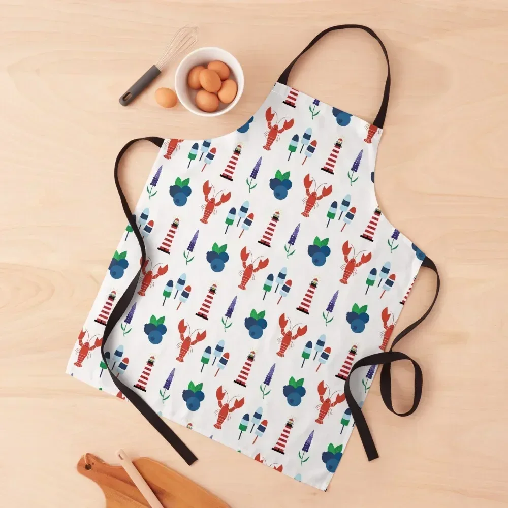 

Maine Lobster, Blueberries, Buoys, Lighthouses, and Lupins Apron cookings for women Apron
