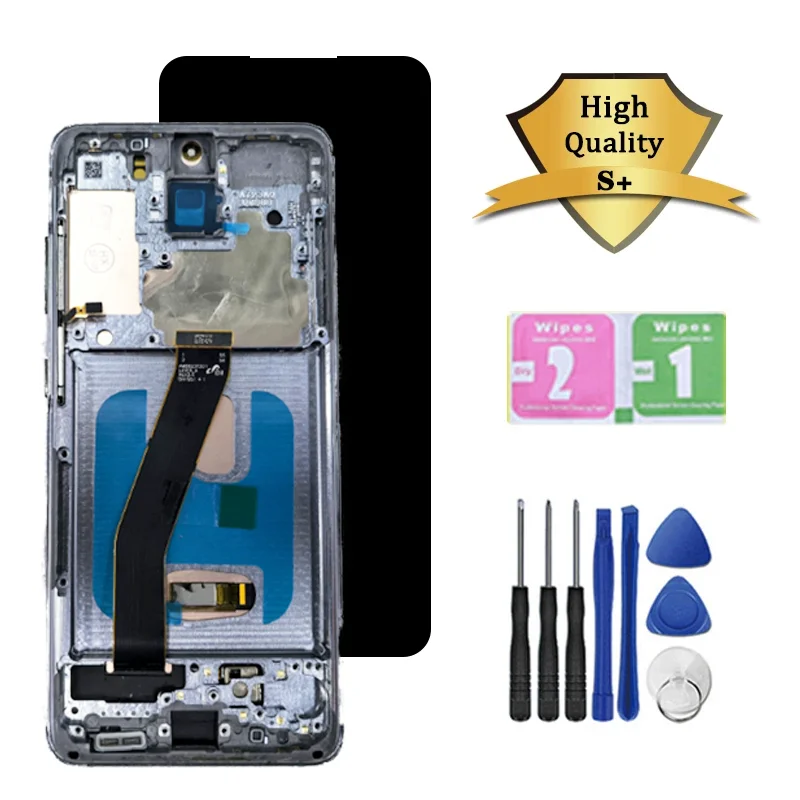 6.2인치 AMOLED 삼성 S20 5G G981F G981F/DS G981B/DS G981 LCD 디스플레이 프레임 터치스크린 디지타이저 어셈블리