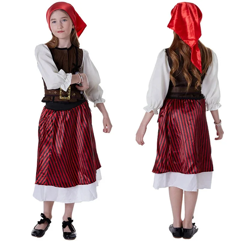 

Cosplay Anime Kids Child Buccaneer Costume Cosplay Captain Pirates Halloween Party Clothing Girl Costumes Birthday Carnival 72th