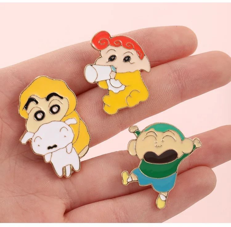 Crayon Shin Chan Brooch Cartoon Anime Cute Ins Crayon Shin Chan Brooch Badge Female Couple Student Accessory Anti Light Clip