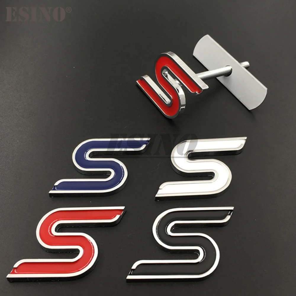 3D S Car Front Grill Metal Zinc Alloy Badge Emblem For Ford Focus Fiesta Edge Escape