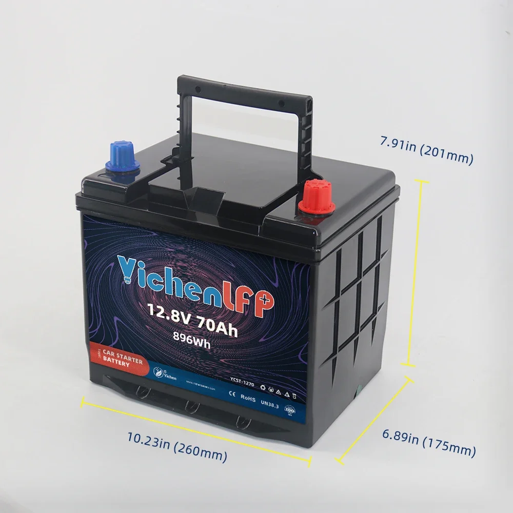 YichenLFP 12V 70Ah Lithium Battery for Starting Car Battery 12.8V 70Ah CCA900 OEM Auto Batteries with Active Equalization Module