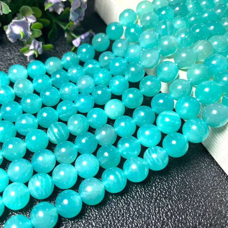 Fine AAA+ 100% Natural Gemstone Green Ice Amazonite Round Stone Beads for Jewelry Making DIY Bracelet Accessories 6/8/10MM 15''