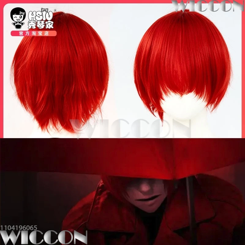 Mr Scarletella Cosplay Game Homicipher The Enigmatic Antagonist Costume Wig Long Red Trench Coat Women Men Holloween Customized