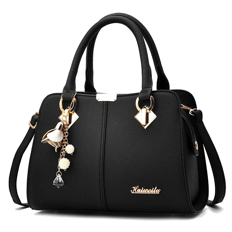 Elegant Double Handle Purse, Women's Fashion Zipper Handbag, Casual Faux Leather Shoulder Bag