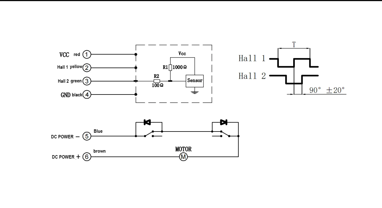 Hall Sensors, Outputs 4 Hall signals per revolution，Add it to the actuator after purchase and send it together