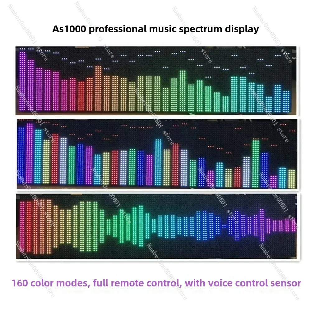 AS1000 Professional Music Spectrum Display, Full Color Remote Control, Voice Control, RGB Car, LED Audio Level, Rhythm Light