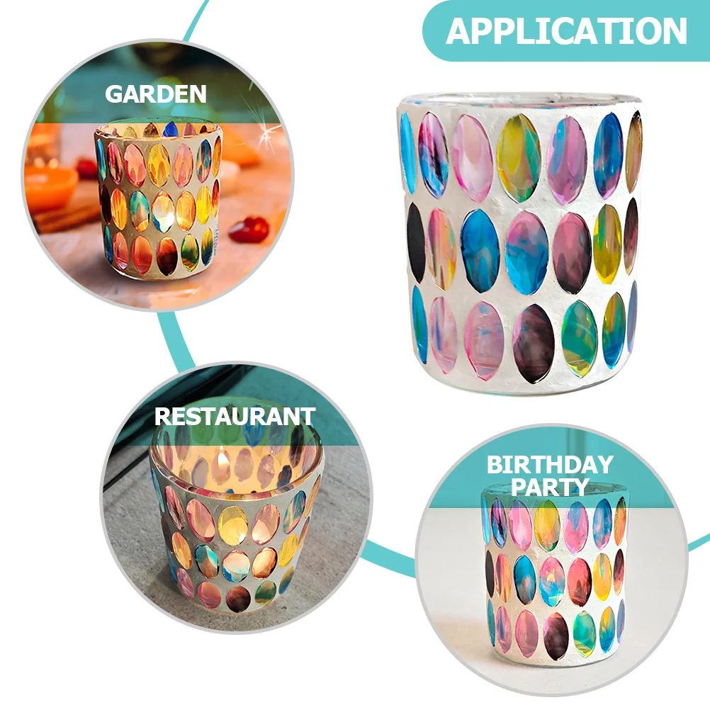 حامل زجاجي فسيفساء رومانسي قطعة مركزية مزخرفة لحفلات الزفاف وحفلات العشاء والمنزل مقاس 12 سم تصميم فني فريد من نوعه #4