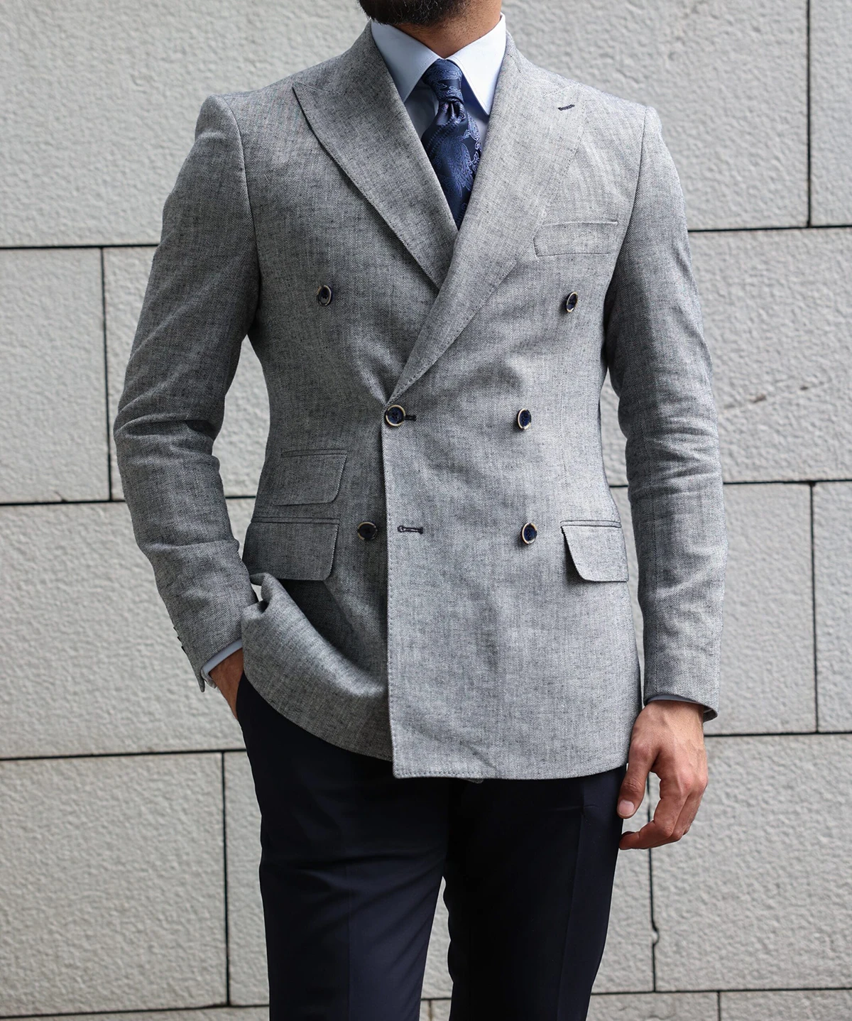 Traje de novio de dos piezas para hombre, esmoquin de novio, chaqueta y pantalones, traje de boda, hecho a medida, color gris