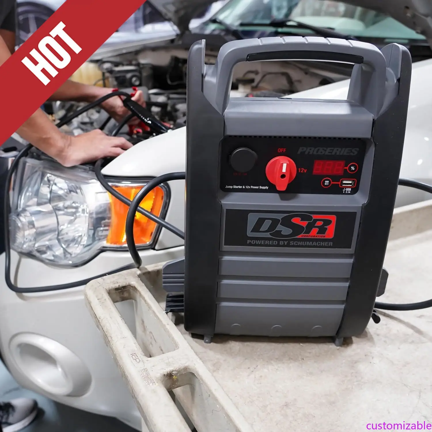 

Customizable DSR ProSeries Car Battery Jump Starter - 2200 Peak Amp 12V Car Starter, Jump Box & Portable Pow