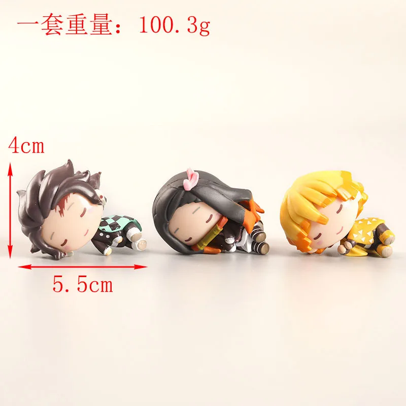 Demon Slayer Q Version Sleep Kamado Tanjirou Nezuko Figurine Rengoku Kyoujurou Zenitsu Dolls Model Ornaments Gift