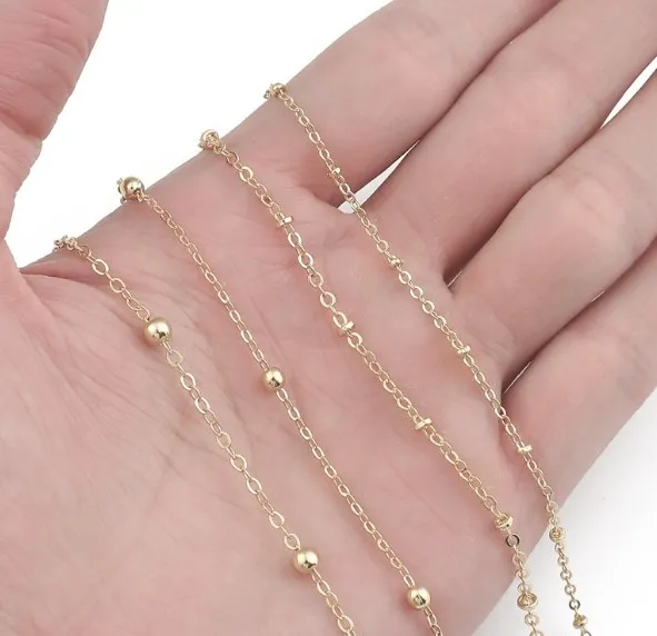 1 meter 14K Gold Wrapped Fine Chain Flattening Extension O-shaped  Ending  DIY Necklace Bracelet Material Accessories