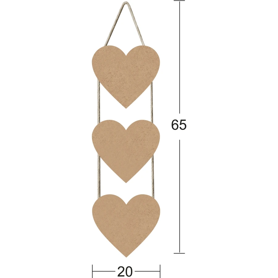 F724 pcs set Drawstring Heart Board, Raw Wood Mdf Board