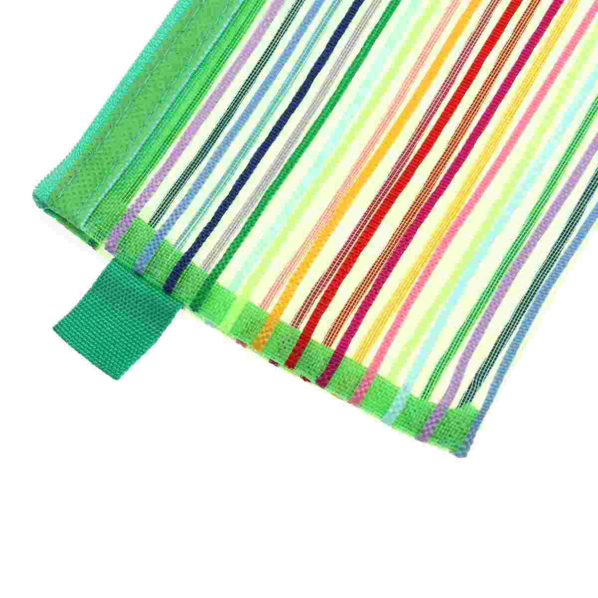 12 PCS Mesh Storage Bag with Zipper Rainbow Stripes Pouch Colorful Nylon Pencil Case