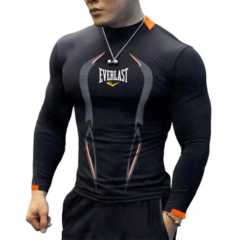 Camiseta de entrenamiento de ejercicio para hombre, camiseta transpirable de secado rápido, camiseta deportiva de manga larga Everlast para hombre, camiseta de manga larga para hombre