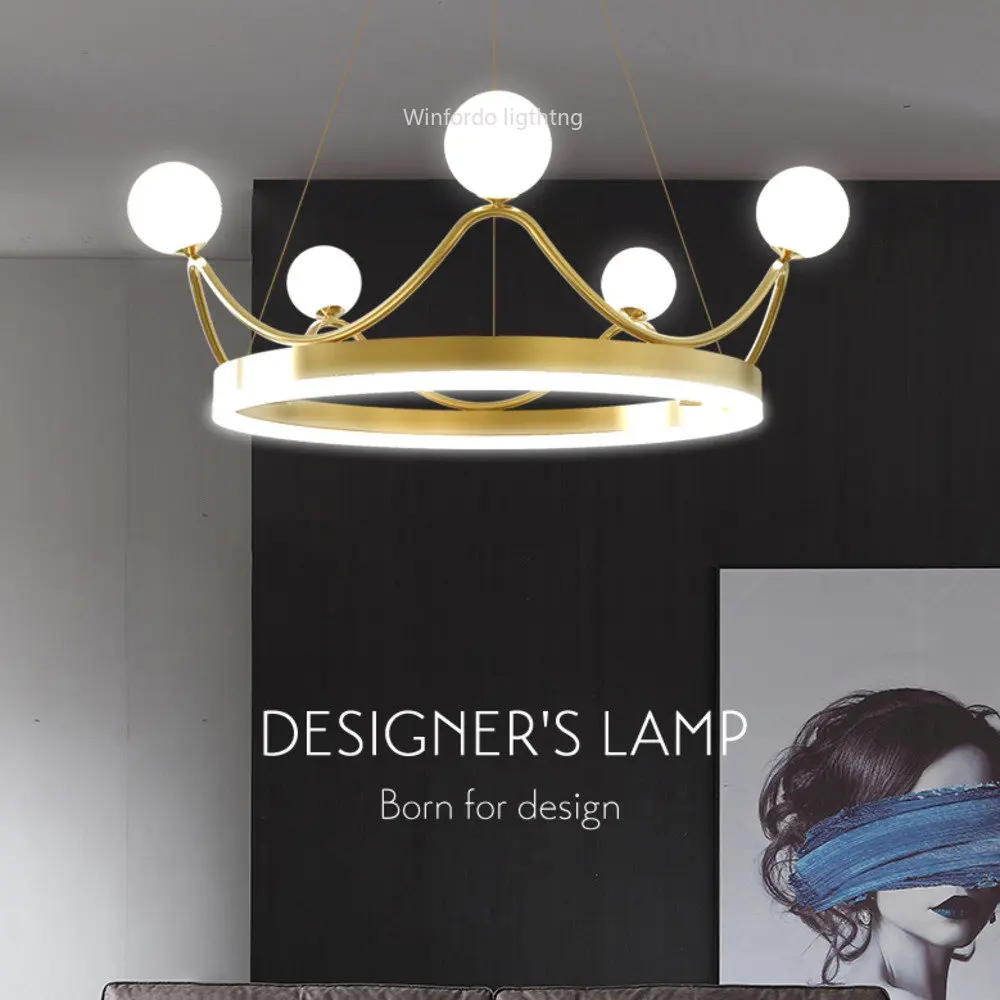 Winford-Lámpara LED colgante para el techo, candelabro moderno con diseño de corona para decoración de sala de estar y dormitorio de niños, 2023