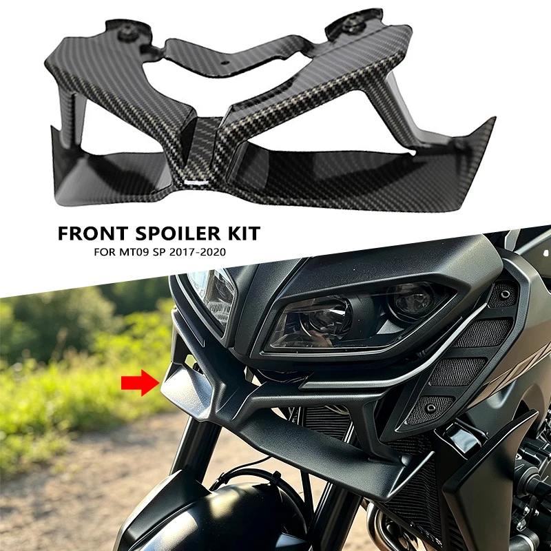 MT-09 Carbon black Front Spoiler Kit For Yamaha MT09 SP 2017-2020 Downforce Naked Frontal Spoilers Winglet Aerodynamic Wing
