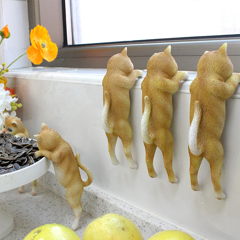 

Cat Flower Pot Hanging Decoration Creative Resin Plant Pot Hanger Balcony Office Lifelike Animal Sculpture Garden Adorn