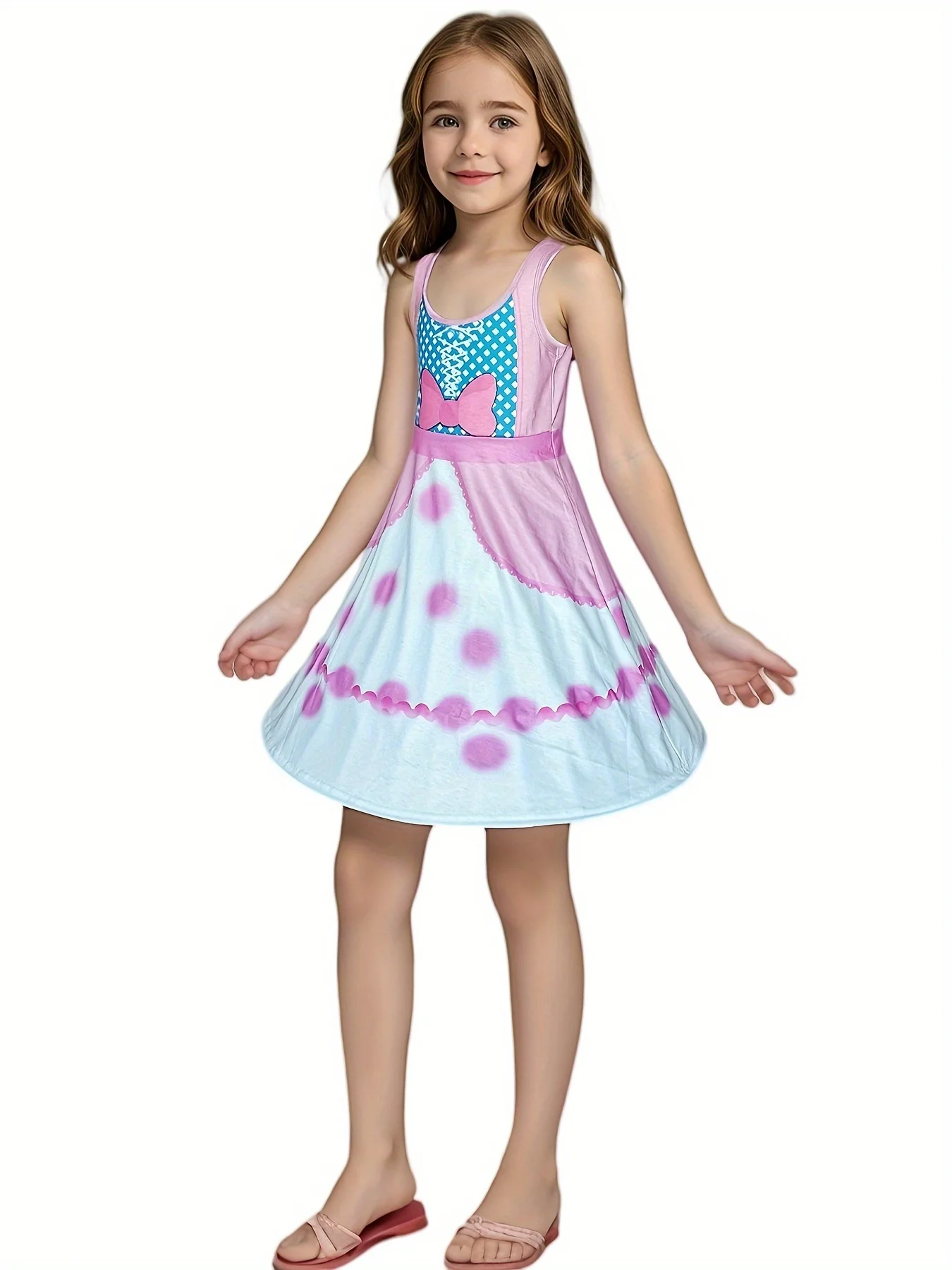 

Girl Bo Peep Princess Inspired Dress Twirl Soft For Halloween Daily Wear Snowwhite Mermaid Red Dots Cute Dress