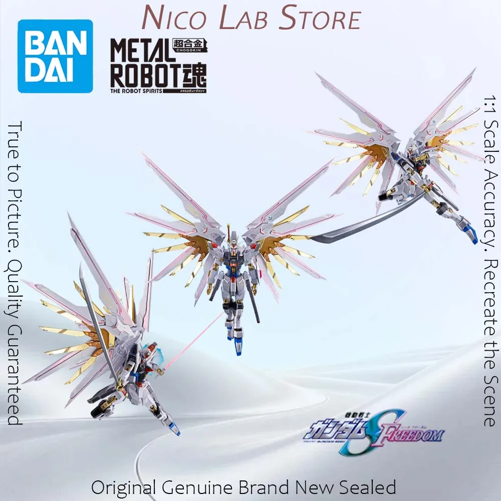 Original In Stock Bandai METAL ROBOT SPIRITS Final Battle Mighty Strike Freedom Gundam Figure Anime Genuine Action Model Toy