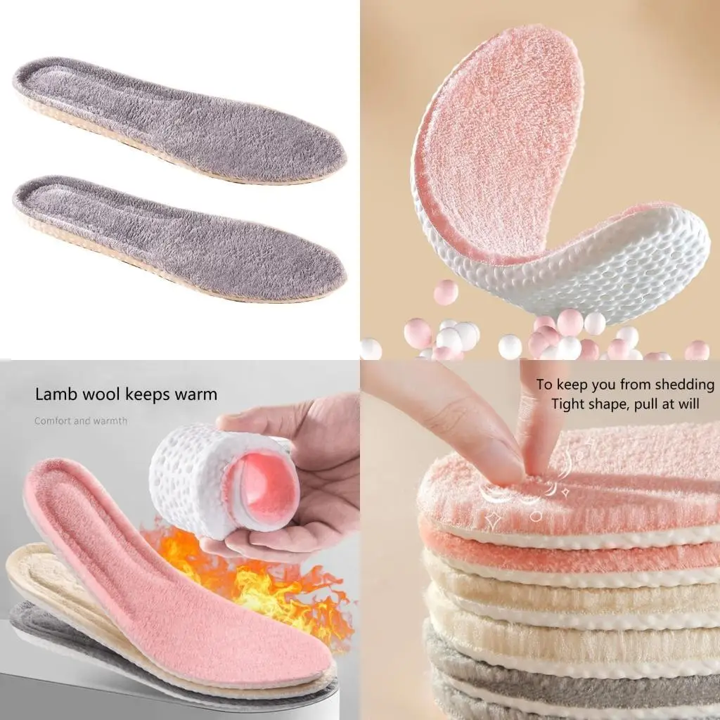 

Y1UC Warm Plush Archs Support Soft Feet Insoles Winter Sports Shoes Pad Shock-absorbing Shoes Pads Thickening Thermal Insoles