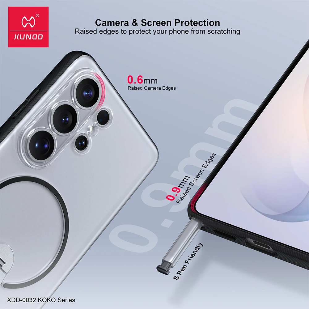 Etui XUNDD do Samsung Galaxy S26 Ultra, matowe, z PC, antypoślizgowe, odporne na odciski palców, z regulowaną podstawką i uchwytem pierścieniowym. — zdjęcie produktu 3