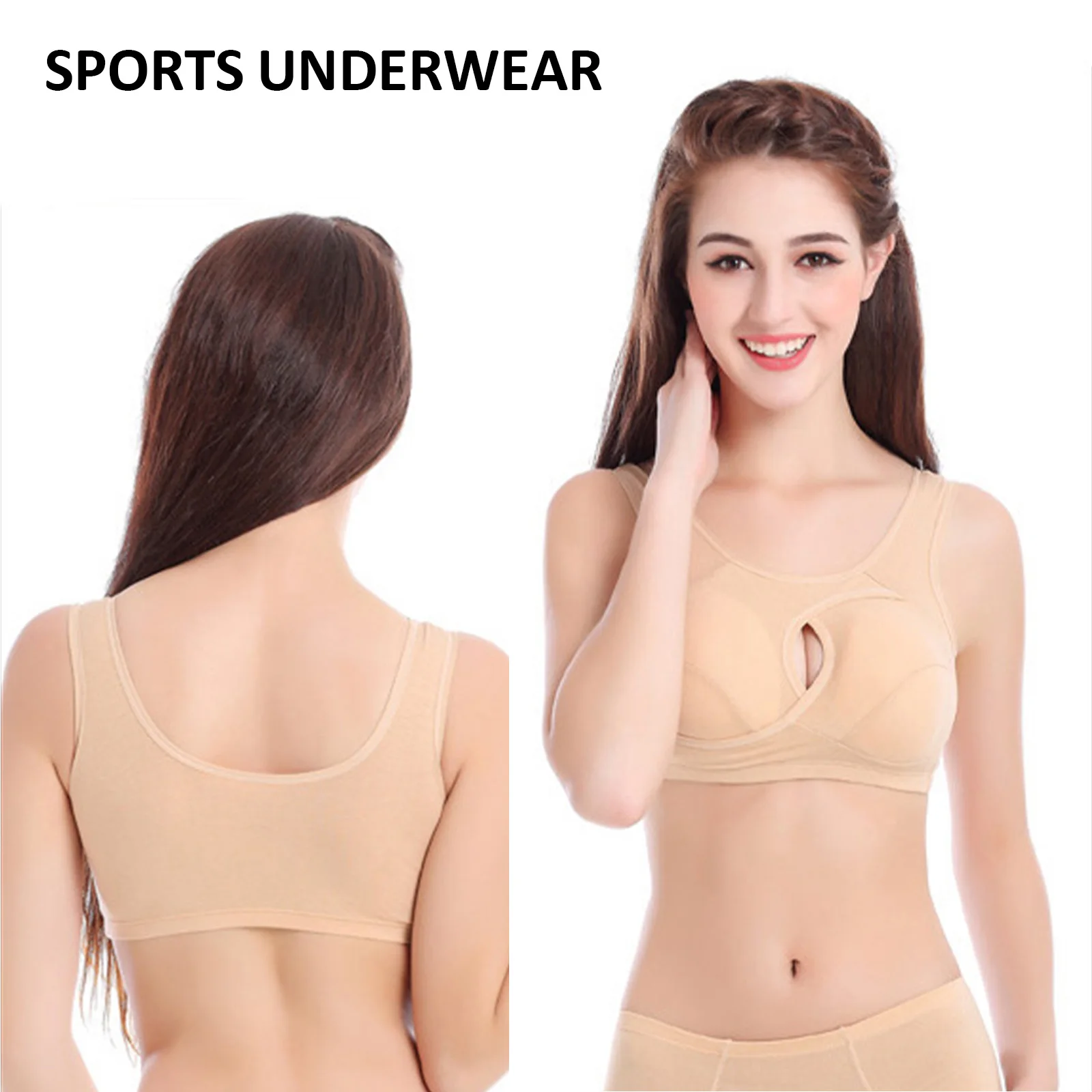 New Sports Bra for Women Girls Large Size Vest Push-Up No Steel Ring Anti-Extension Underwear Full Cup Beautiful Back Shockproof