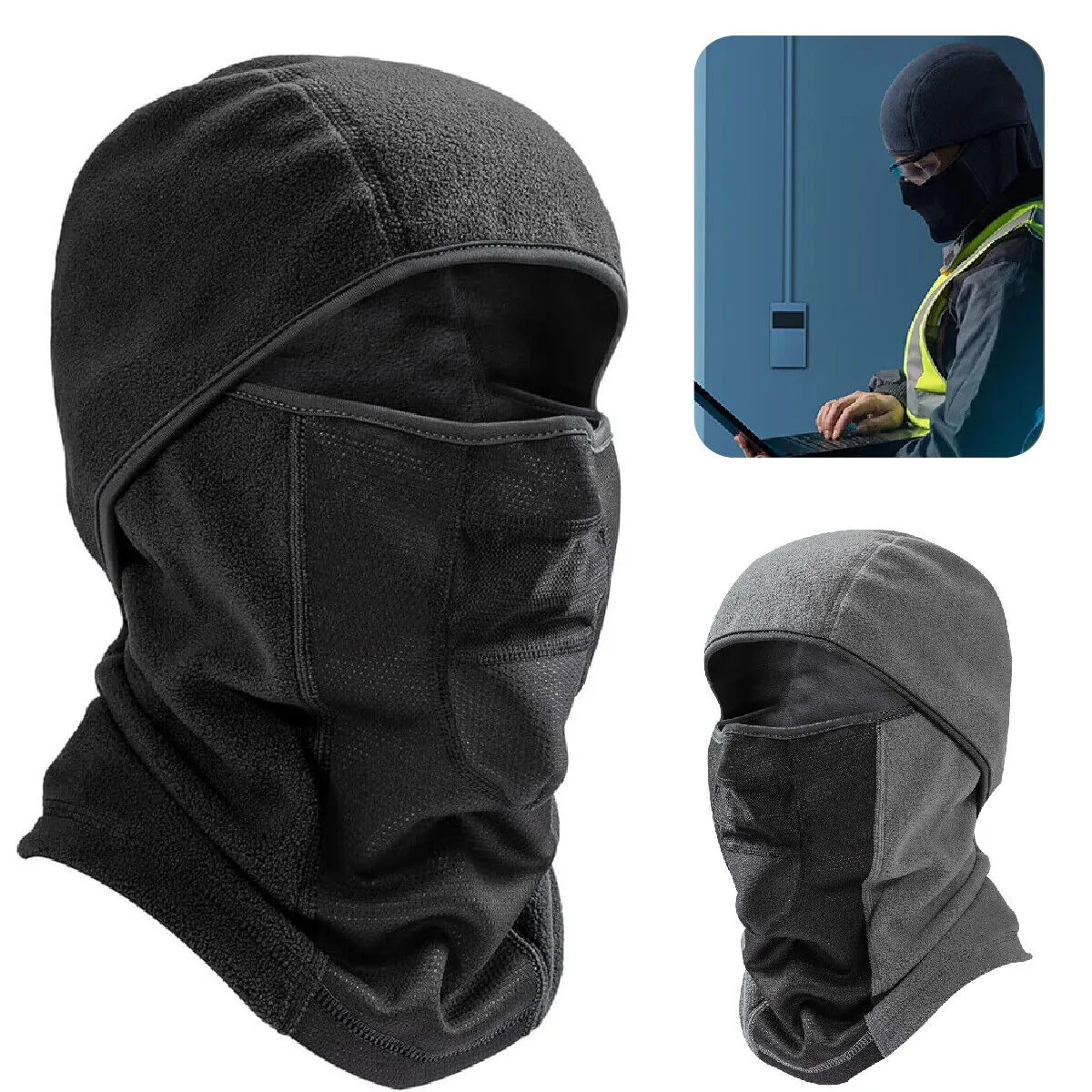 Balaclava Full Face Mask Men Women Cycg Ski Winter Warm Neck Black Motorbike~