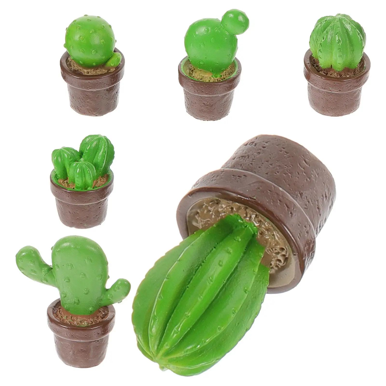 

6 Pcs Simulated Cactus Moss Potted Mini naments for Garden Decoration Desktop Car Resin Plant Toy Bonsai Accessories Lightweight