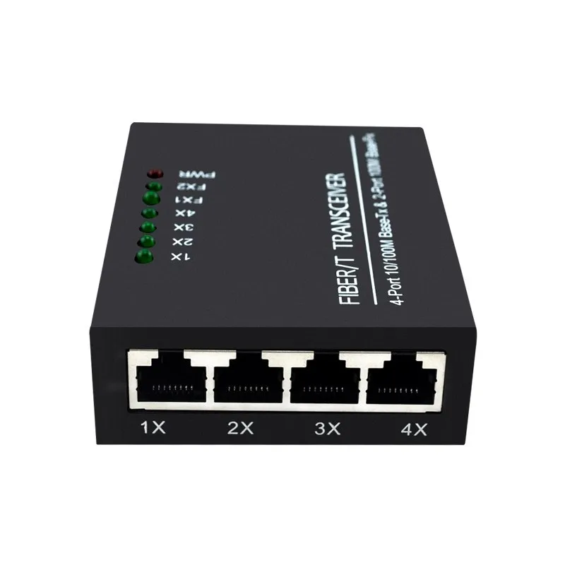 SC 2 Fiber FX +4Port RJ45 10/100M Base -Tx Fiber Transciver  A B Fiber Media Converter 1PCS