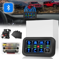 8 Gang Bluetooth Touch Switch Panel 12V-24V 3 lighting mode Panel with 60A Circuit Breaker Fuse Block Box for Car Truck ATV UTV