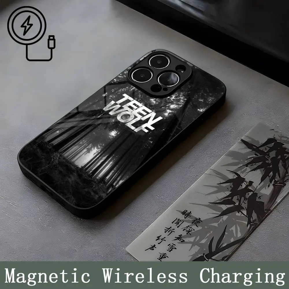 Teen Wolf Mouse Pad Strong Magnetism Glass For iPhone 16ProMax 14 15 13 12 15 11 Pro Max Plus Mini Coque