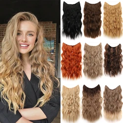 Fish Line Invisible Hair Extensions Clip In One Piece Syntheti Natural Wavy Clip for Women Hidden Secret Fake Hair Pieces