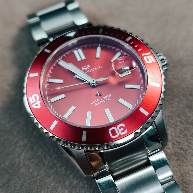 Seagull Men's Automatic Mechanical Watch Ocean Series 200m Waterproof Diving Wristwatch Luxury Red Watch Luminous Sapphire 1523