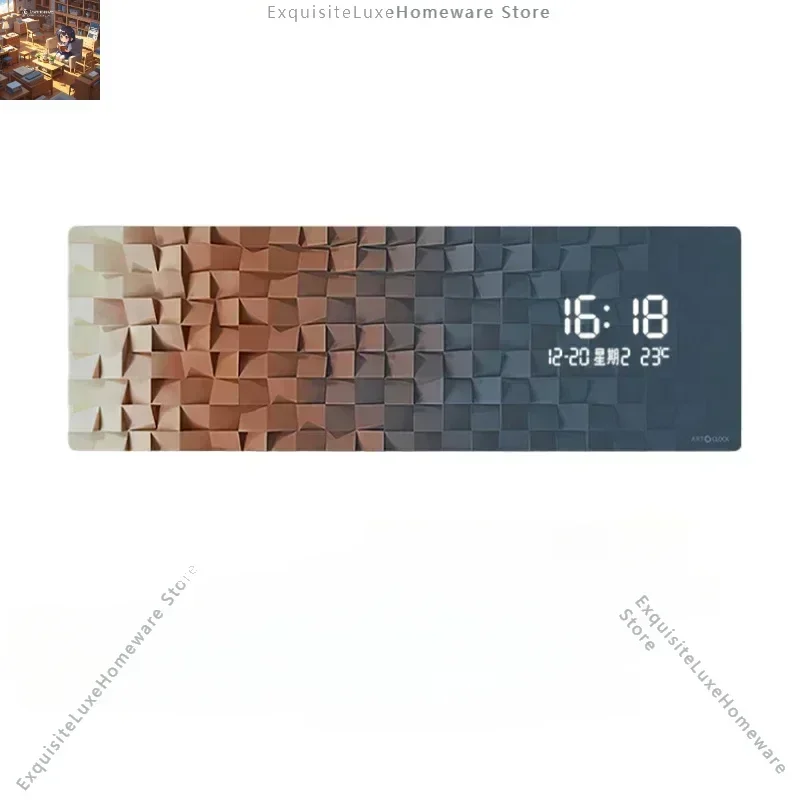 Relógio digital de parede em estilo nórdico, peça de arte estética e original, relógio digital moderno e luminoso para a sala de estar, decoração para