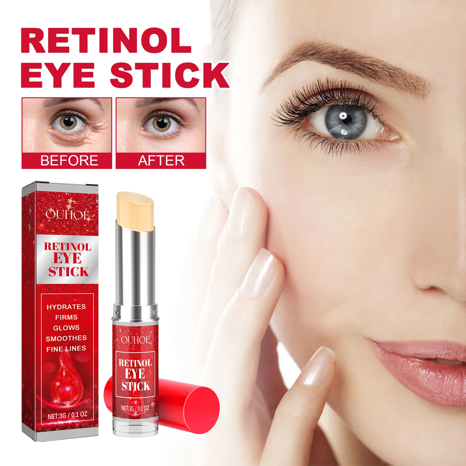Retinol crema para ojos en barra aclaradora de ojeras reafirmante de la piel antiarrugas reafirmante brillo reparación de ojos para el cuidado de los ojos de las mujeres