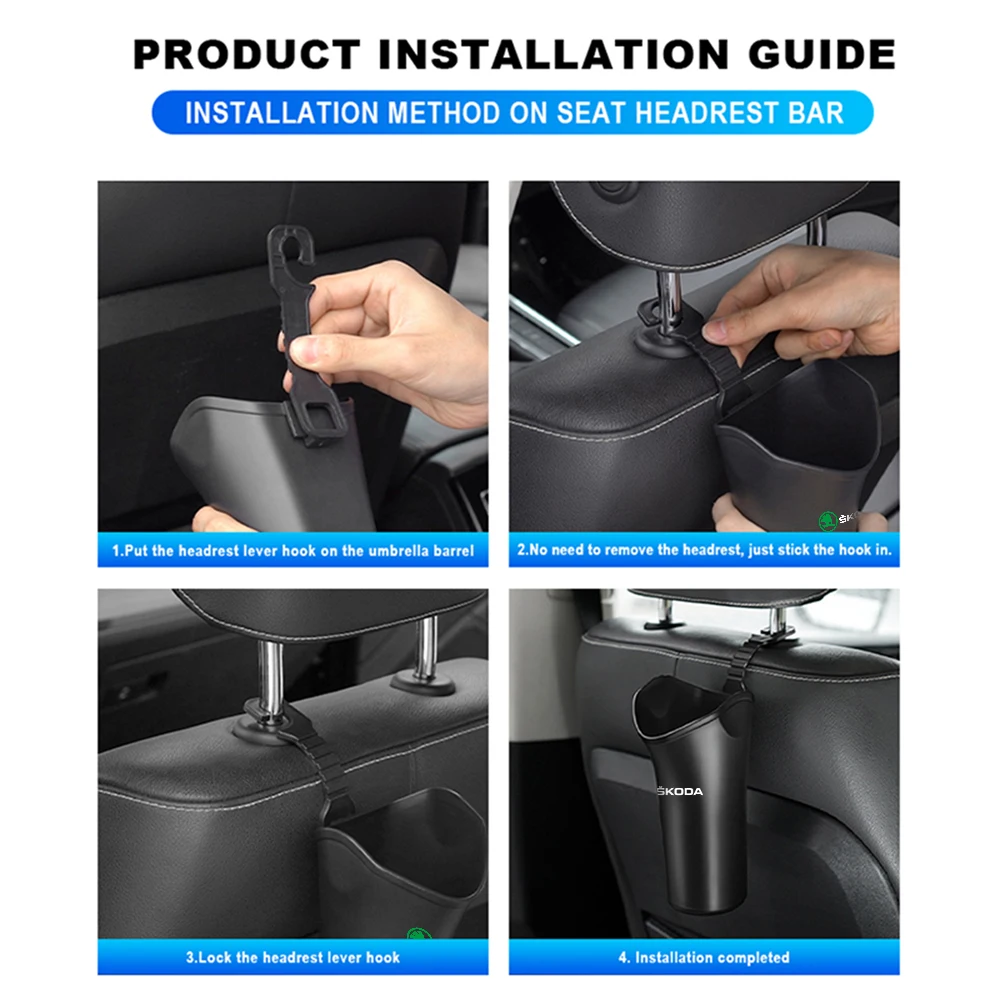 Multifunctional Car Umbrella Storage Bucket Waterproof Umbrella Stand For Skoda S Fabia Octavia Rapid Karoq VII Yeti Kodiaq VRS