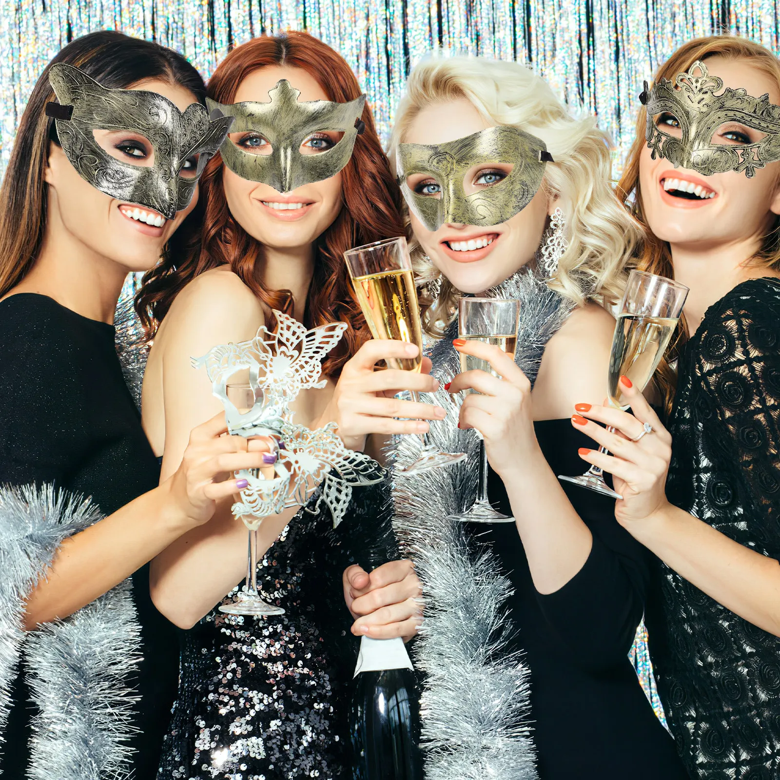 

25 Pcs Retro Half Face Masks Vintage Costume Party Mask Decor Halloween Plastic Face Pieces for Masquerade Festival